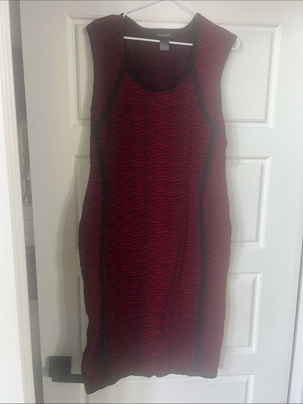 Ashley Stewart Red and Black Sleeveless Midi Dress
